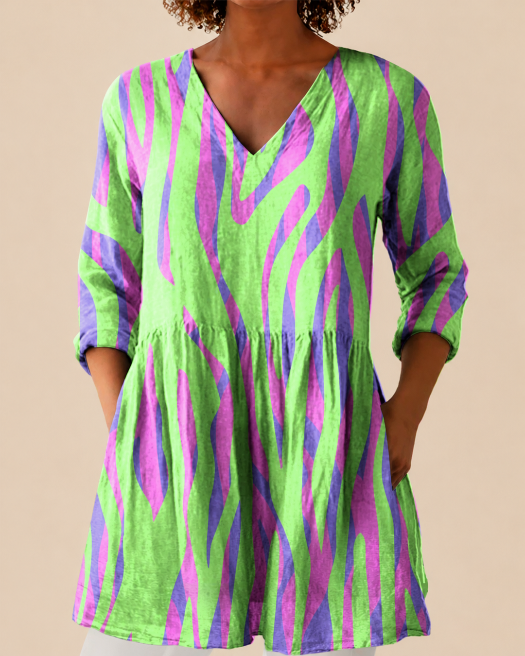 Mira | Lange Blouse met een opvallend patroon