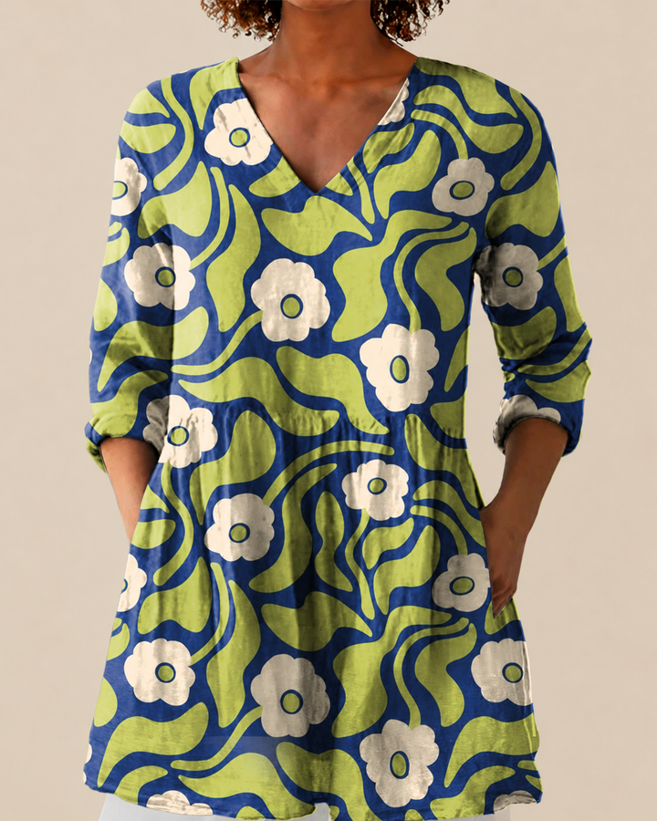 Talia | Lange Blouse met Uitgesproken Patroon