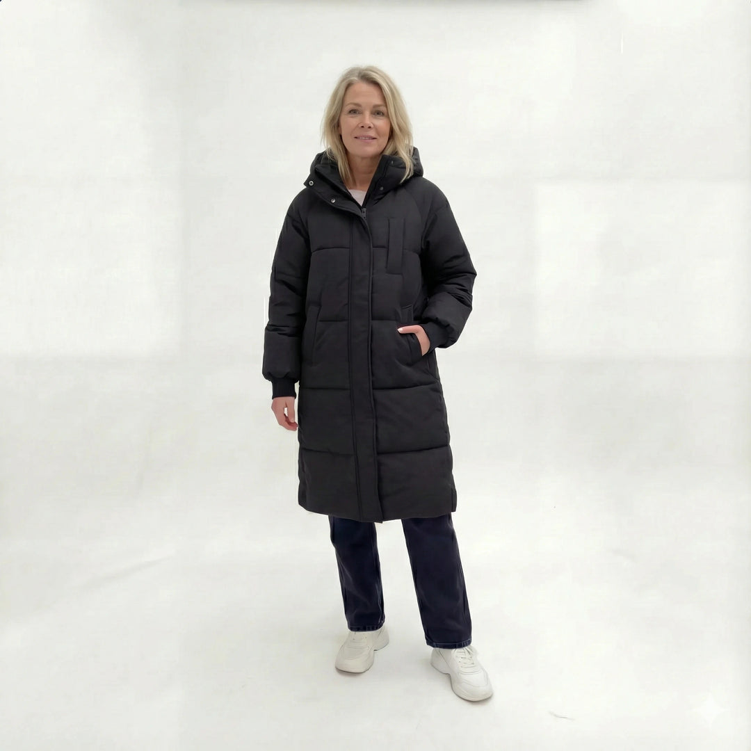 Luna | Manteau d'hiver long et matelassé avec capuche