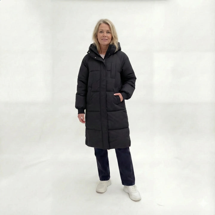 Luna | Manteau d'hiver long et matelassé avec capuche