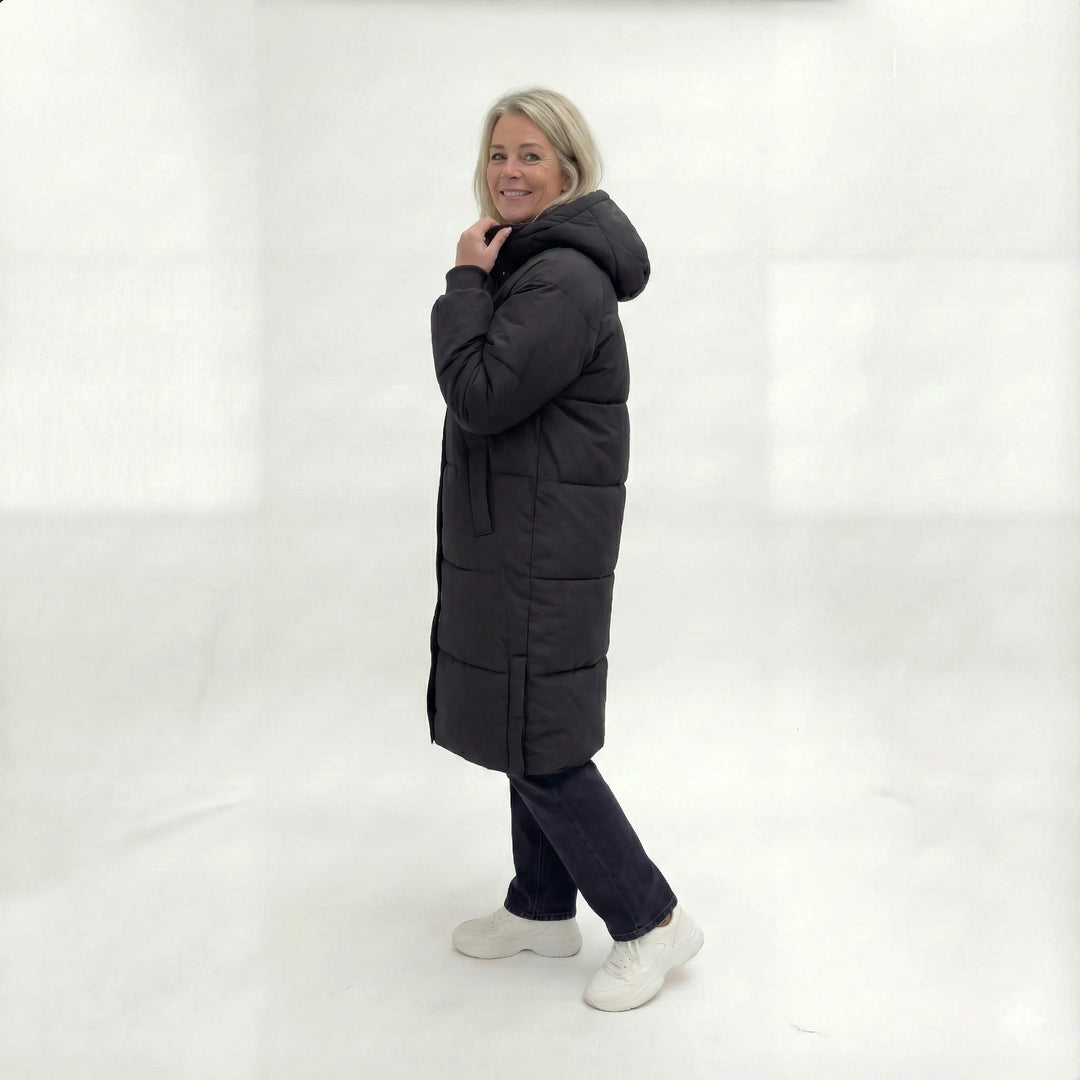Luna | Manteau d'hiver long et matelassé avec capuche