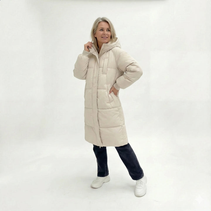 Luna | Manteau d'hiver long et matelassé avec capuche