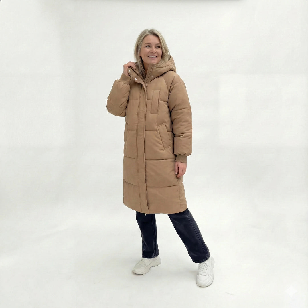 Luna | Manteau d'hiver long et matelassé avec capuche