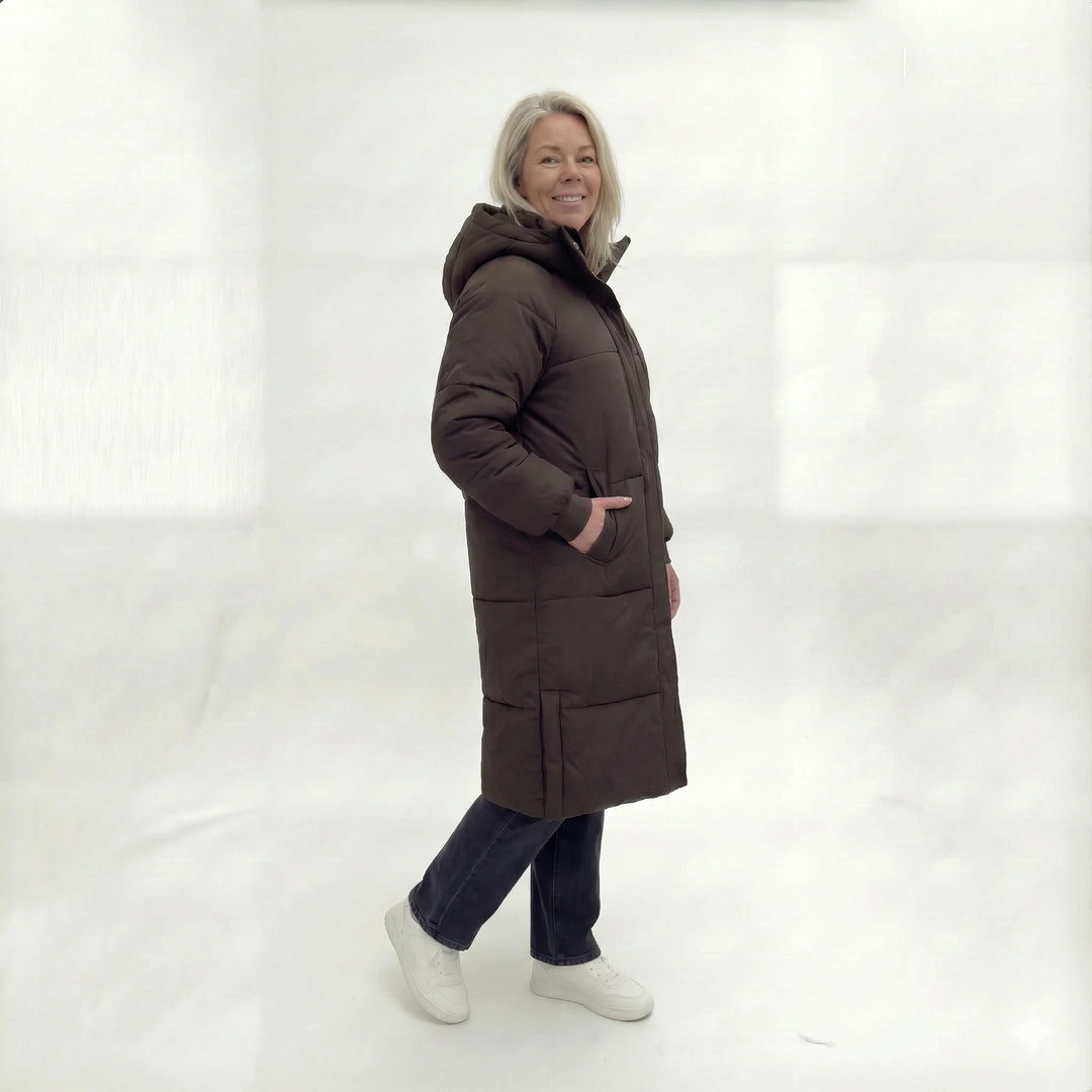Luna | Manteau d'hiver long et matelassé avec capuche