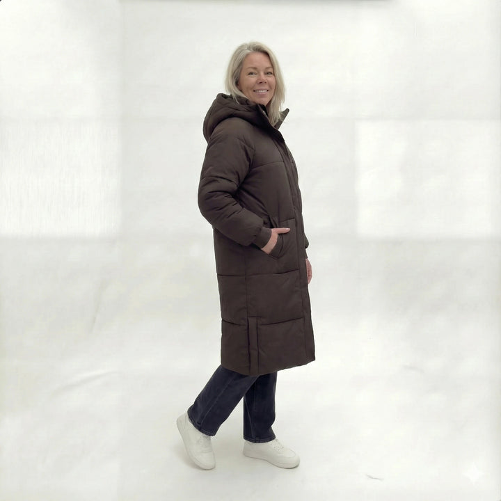 Luna | Manteau d'hiver long et matelassé avec capuche
