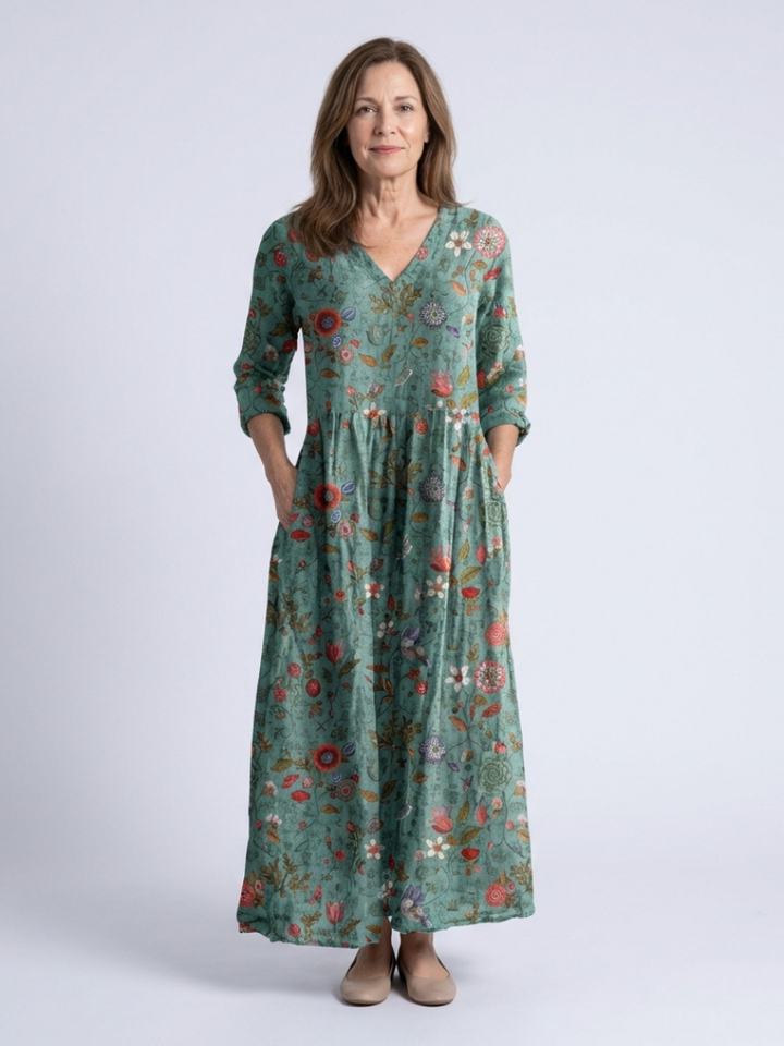 Marina™ | Maxi-jurk met driekwartmouwen