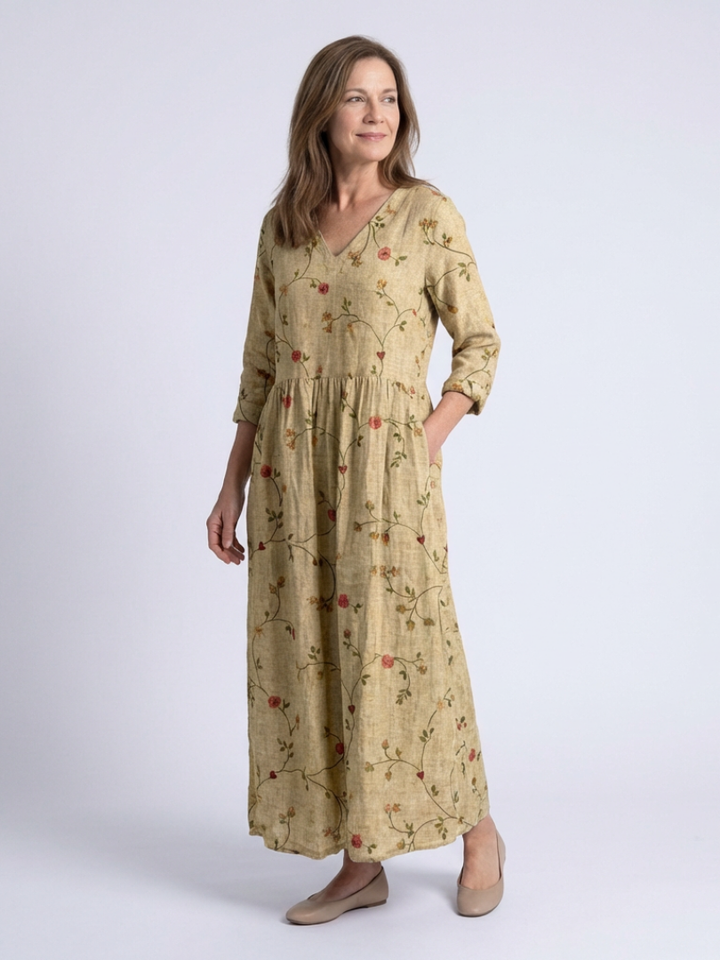 Marina™ | Maxi-jurk met driekwartmouwen
