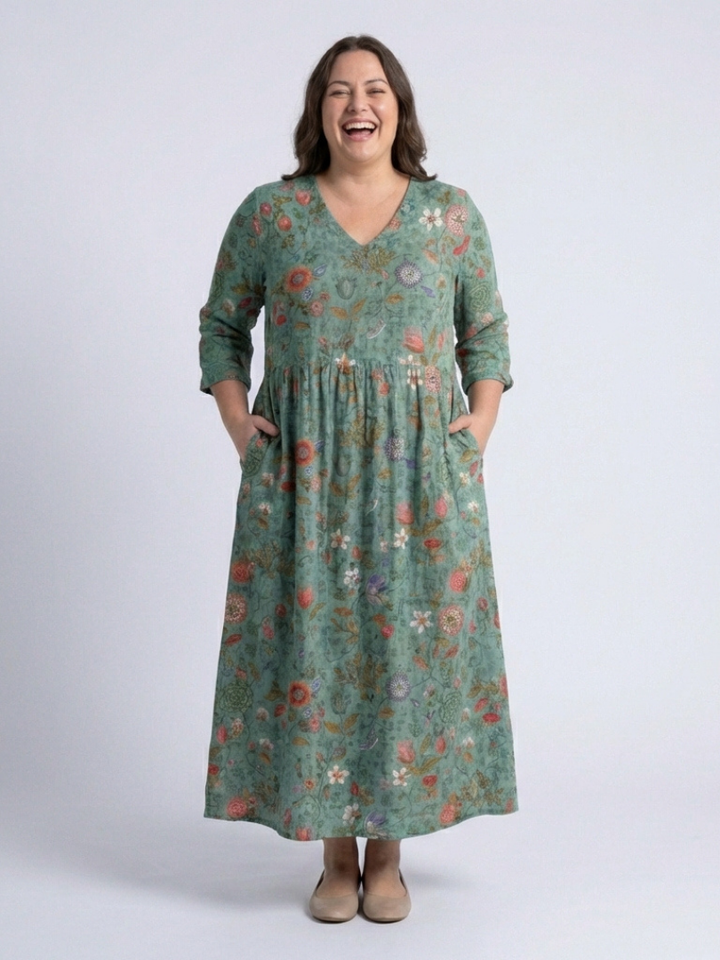 Marina™ | Maxi-jurk met driekwartmouwen