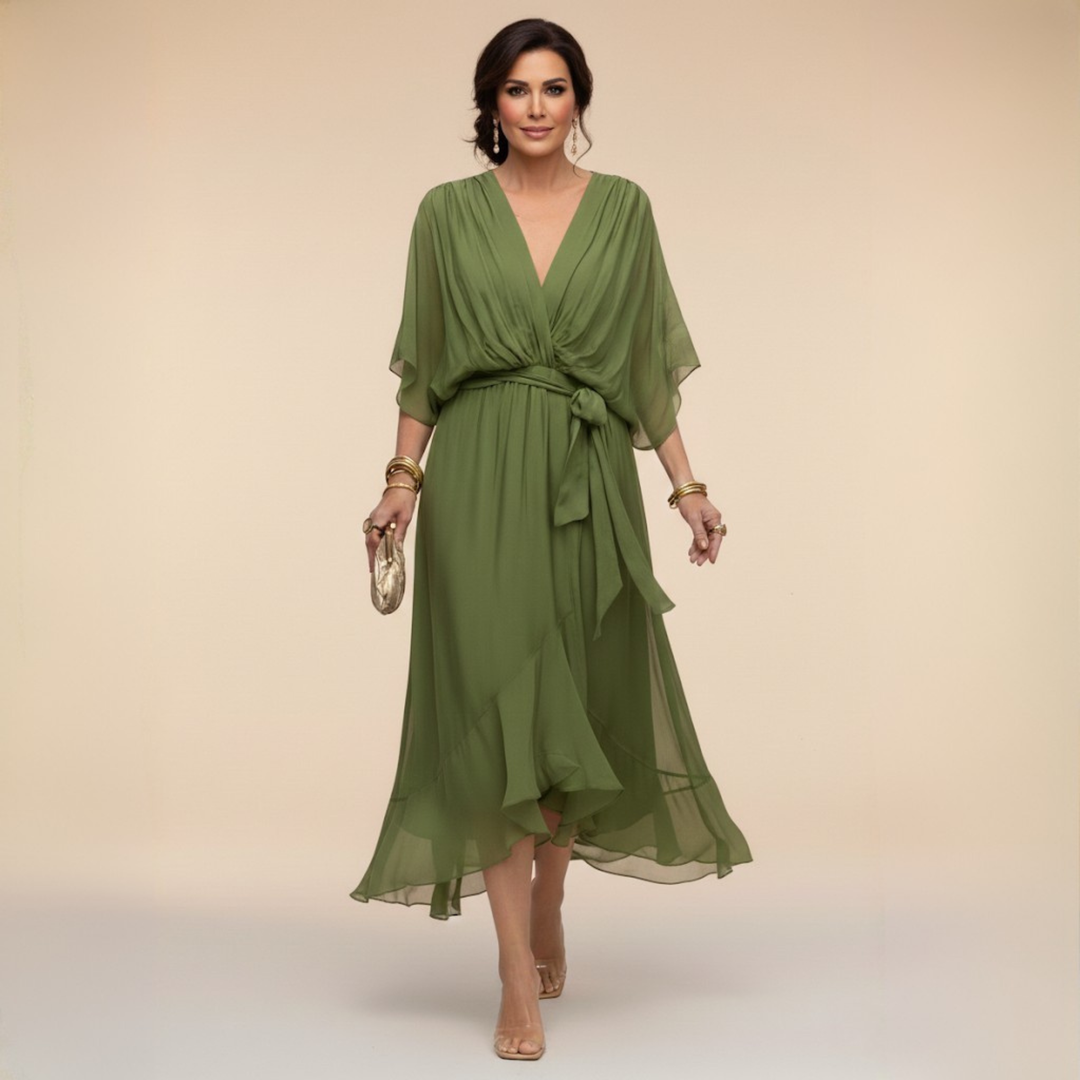 Monique | Chiffon jurk met V-hals
