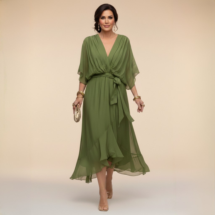 Monique | Chiffon jurk met V-hals