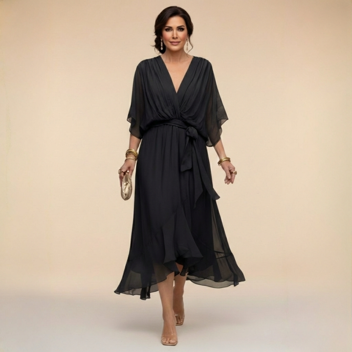 Monique | Chiffon jurk met V-hals