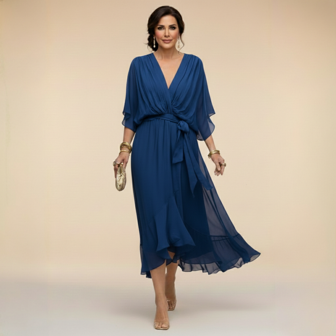 Monique | Chiffon jurk met V-hals