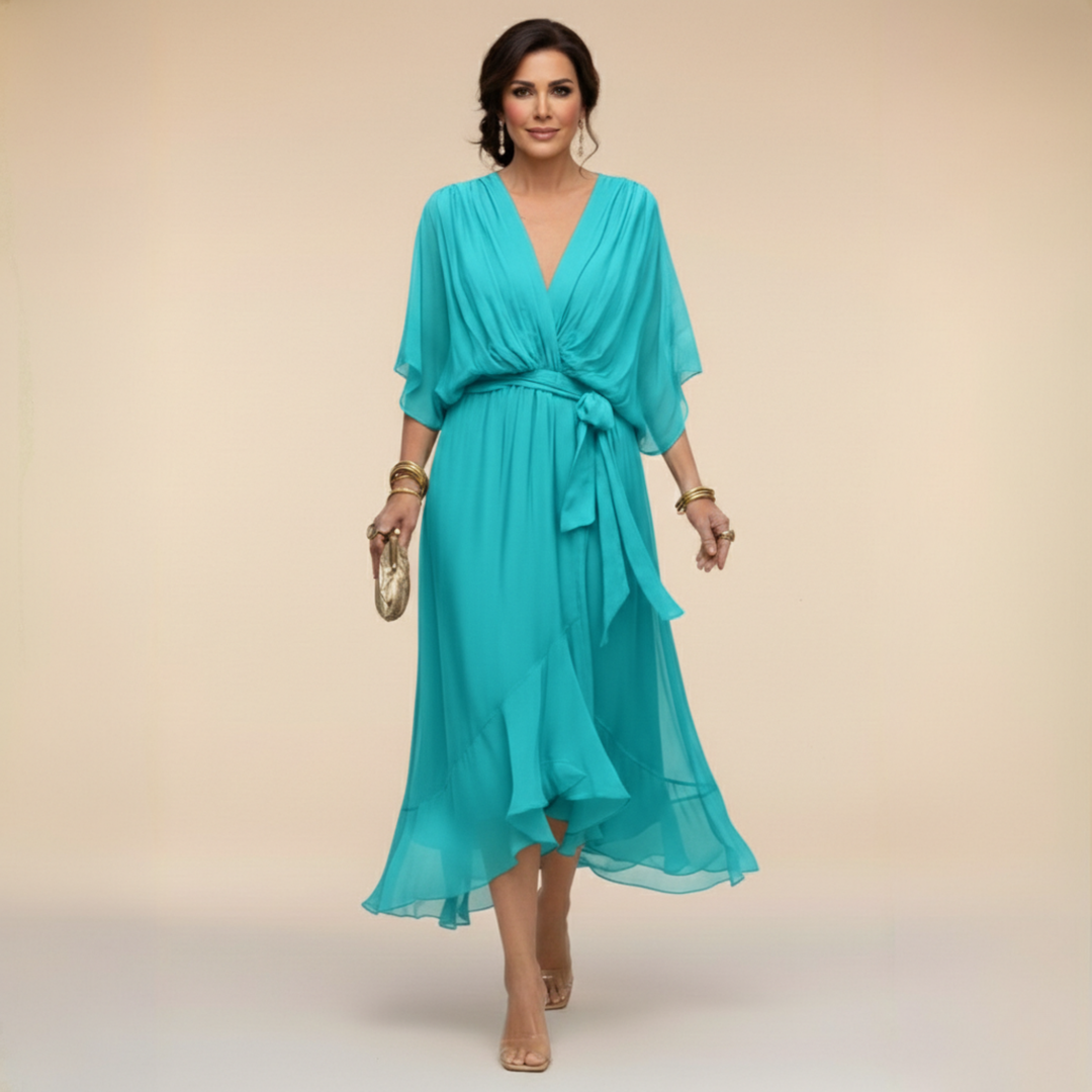 Monique | Chiffon jurk met V-hals