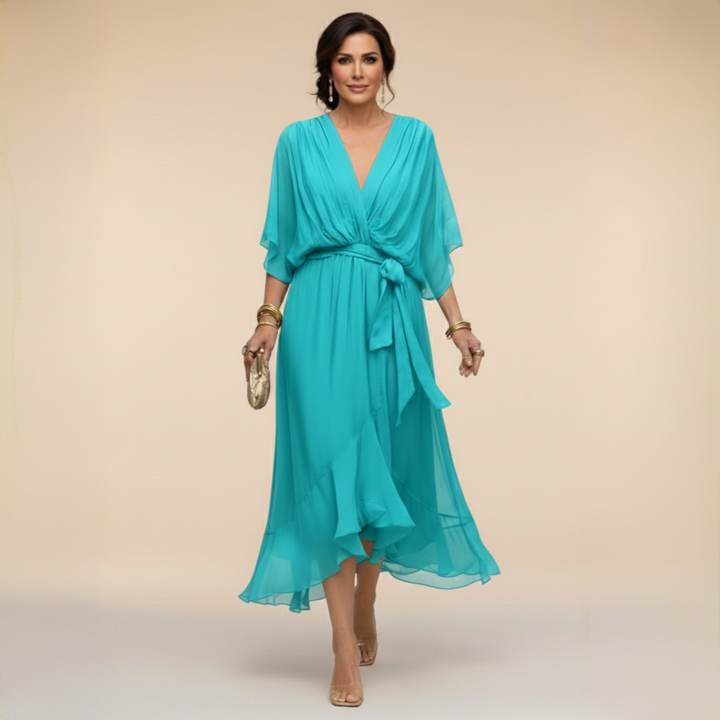 Monique | Chiffon jurk met V-hals