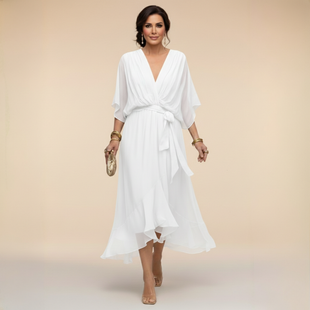 Monique | Chiffon jurk met V-hals