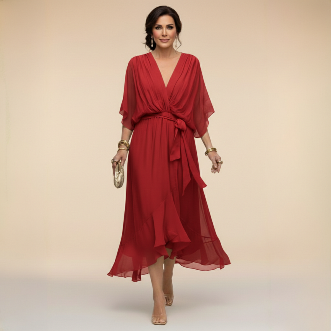Monique | Chiffon jurk met V-hals