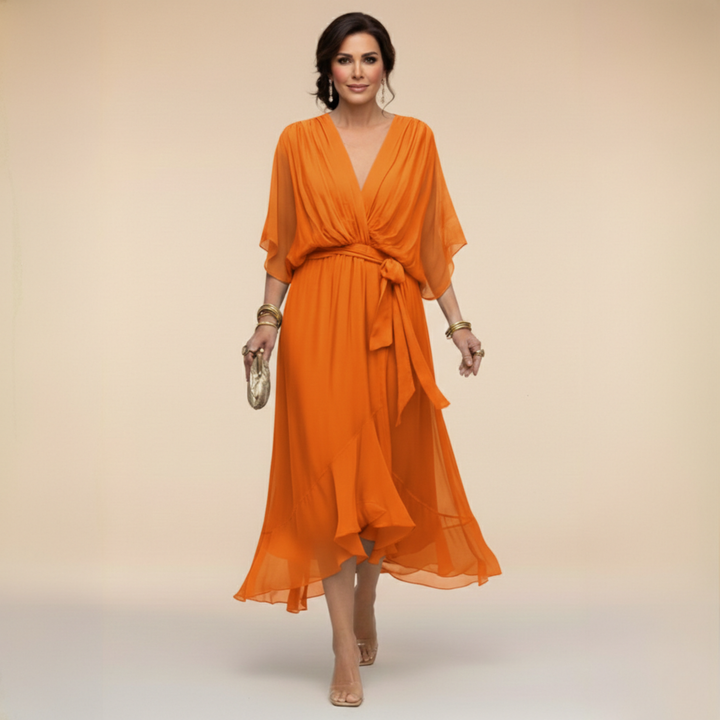 Monique | Chiffon jurk met V-hals