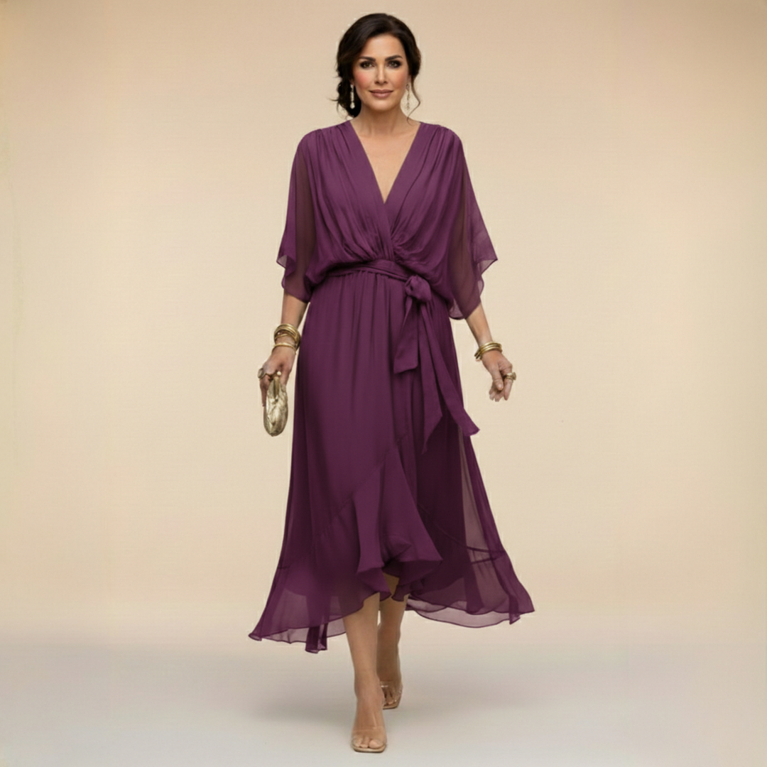 Monique | Chiffon jurk met V-hals