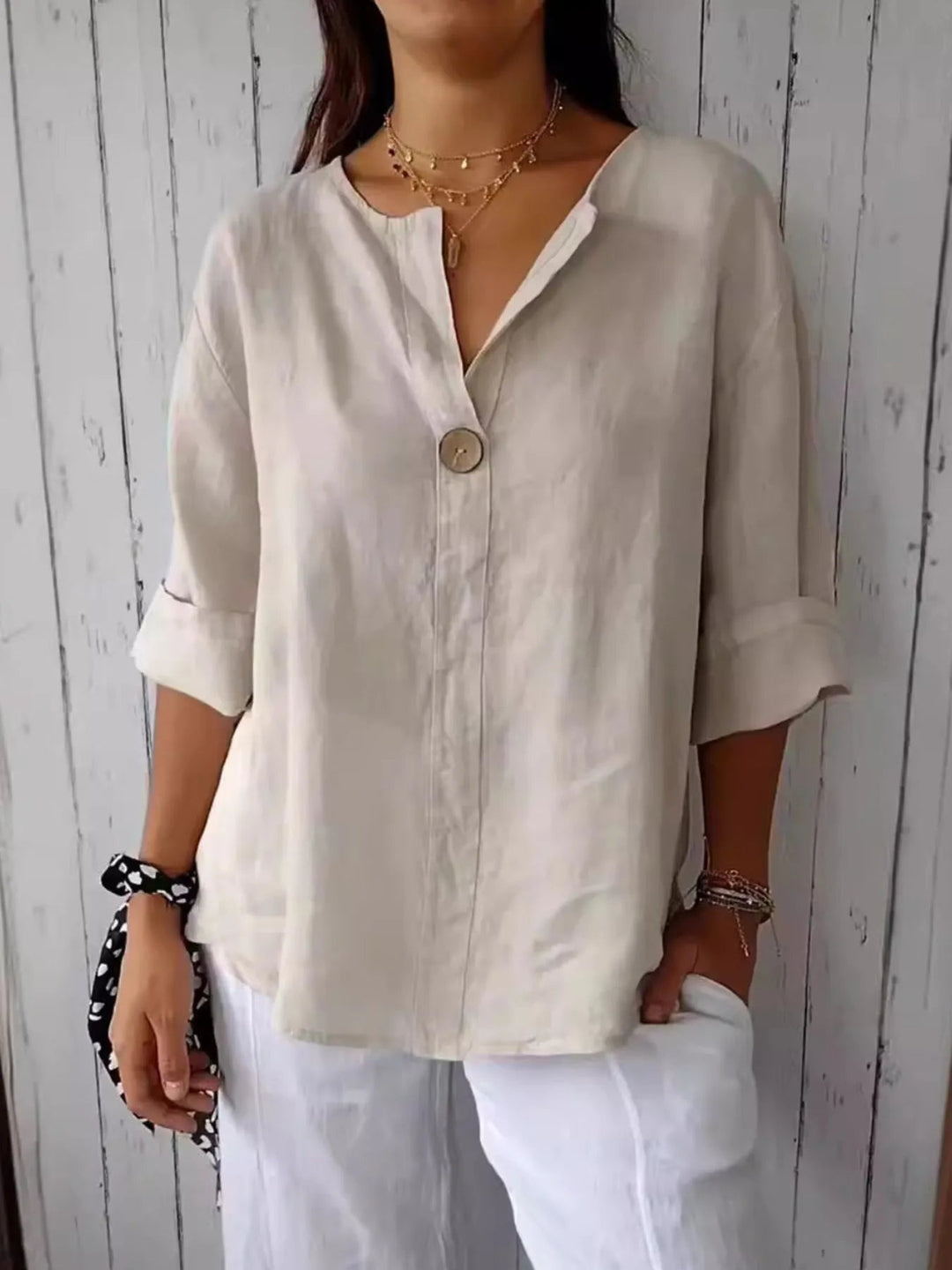 Samy | Blouse van linnenmix