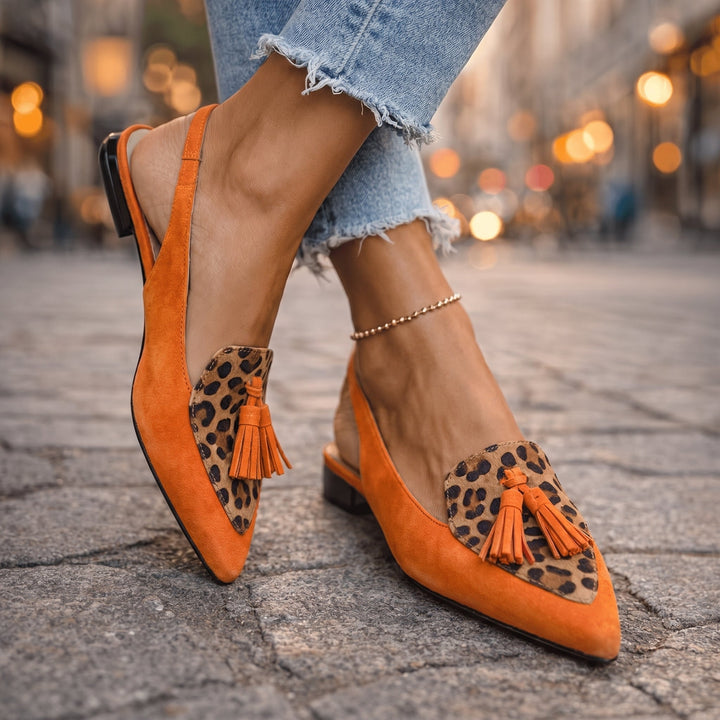 Nexoria - Elegante Bicolor-Damesmules met trendy Bommels