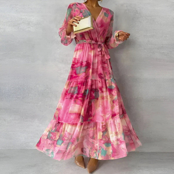 LUCIA | Lange zomerjurk met bloemenpatroon en verstelbare silhouet
