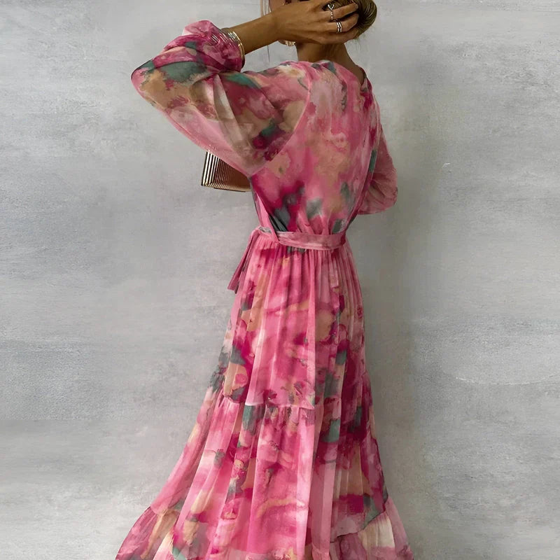 LUCIA | Lange zomerjurk met bloemenpatroon en verstelbare silhouet