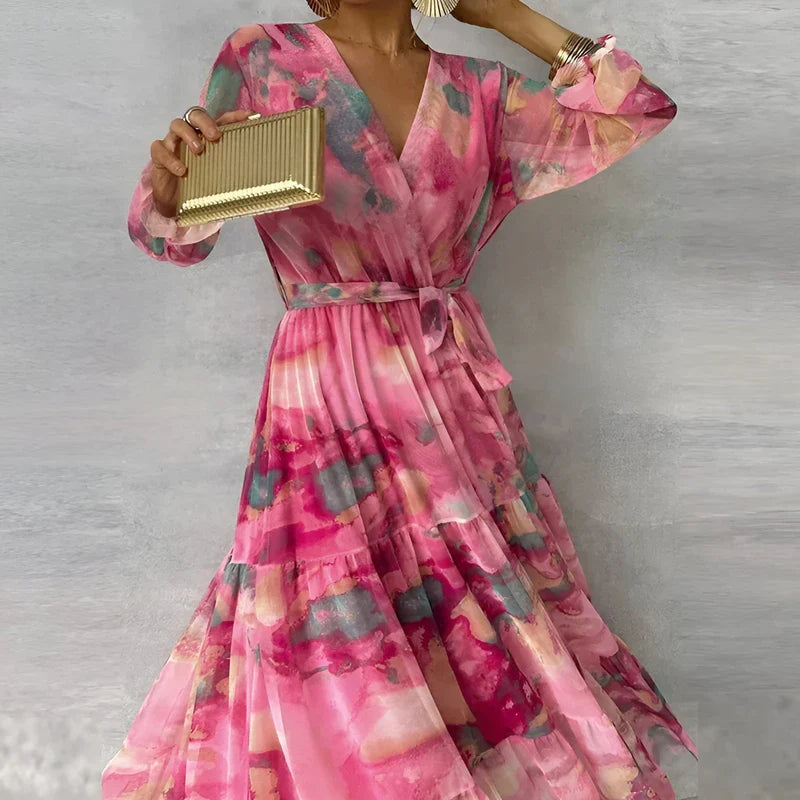 LUCIA | Lange zomerjurk met bloemenpatroon en verstelbare silhouet