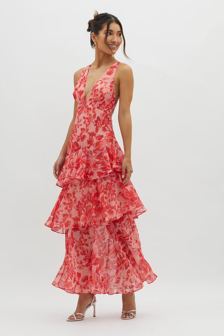 LISA | Bloemen Volant Maxi Jurk