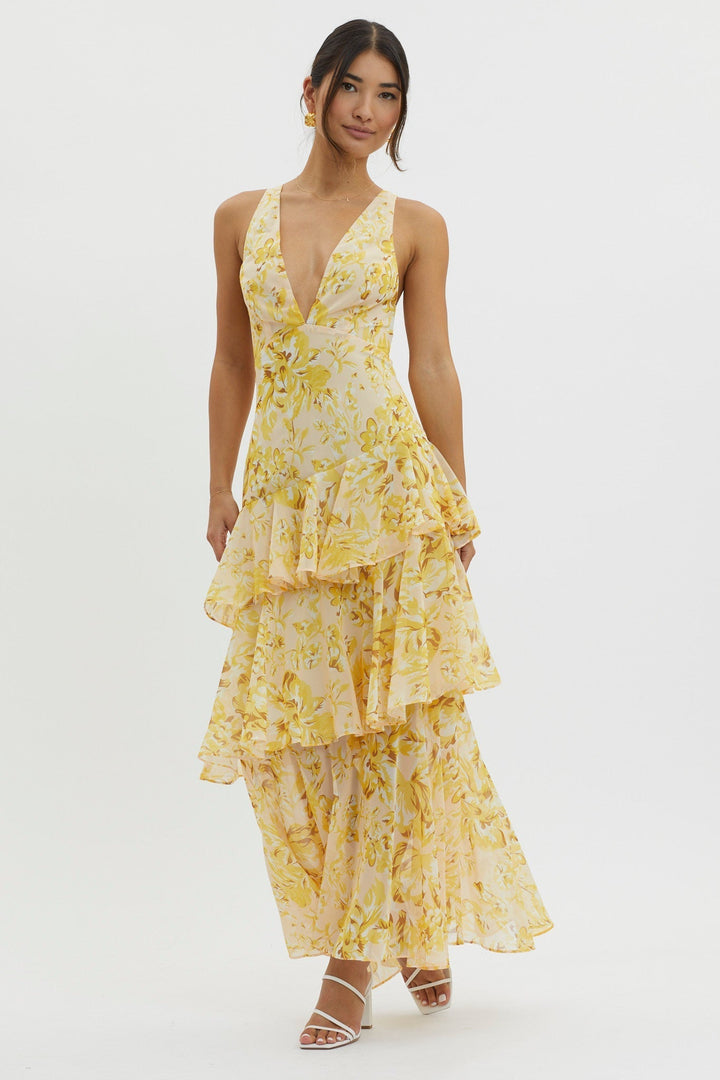 LISA | Bloemen Volant Maxi Jurk
