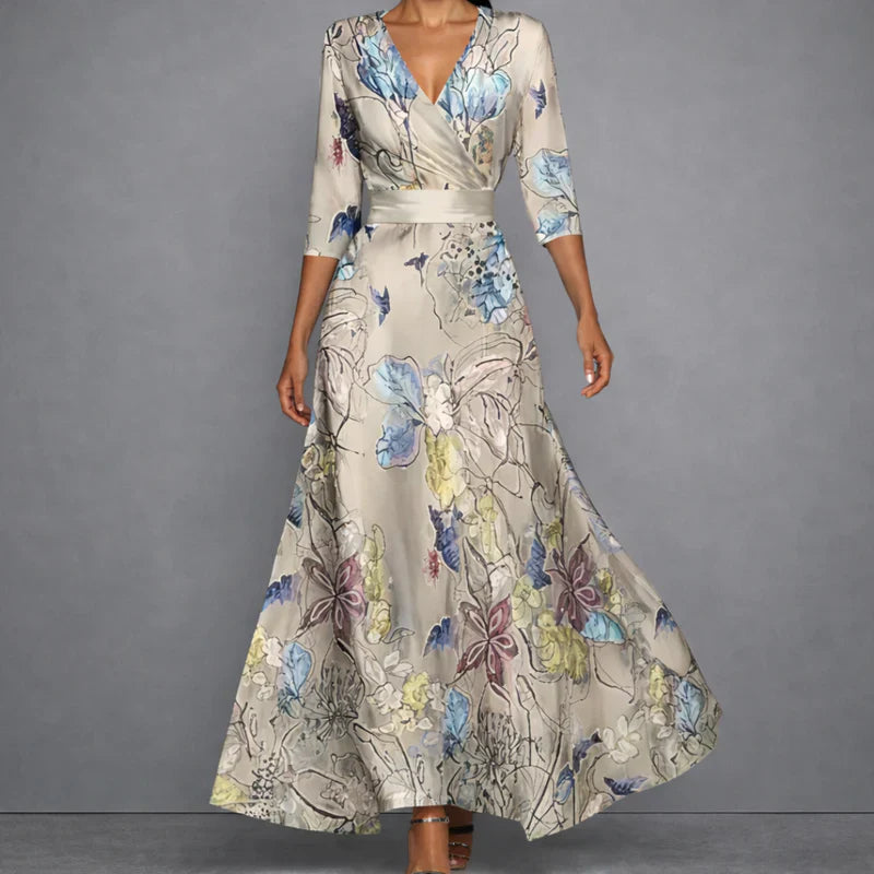 CALLA | Sculpting Floral Maxi Jurk voor Elegante Zelfverzekerdheid