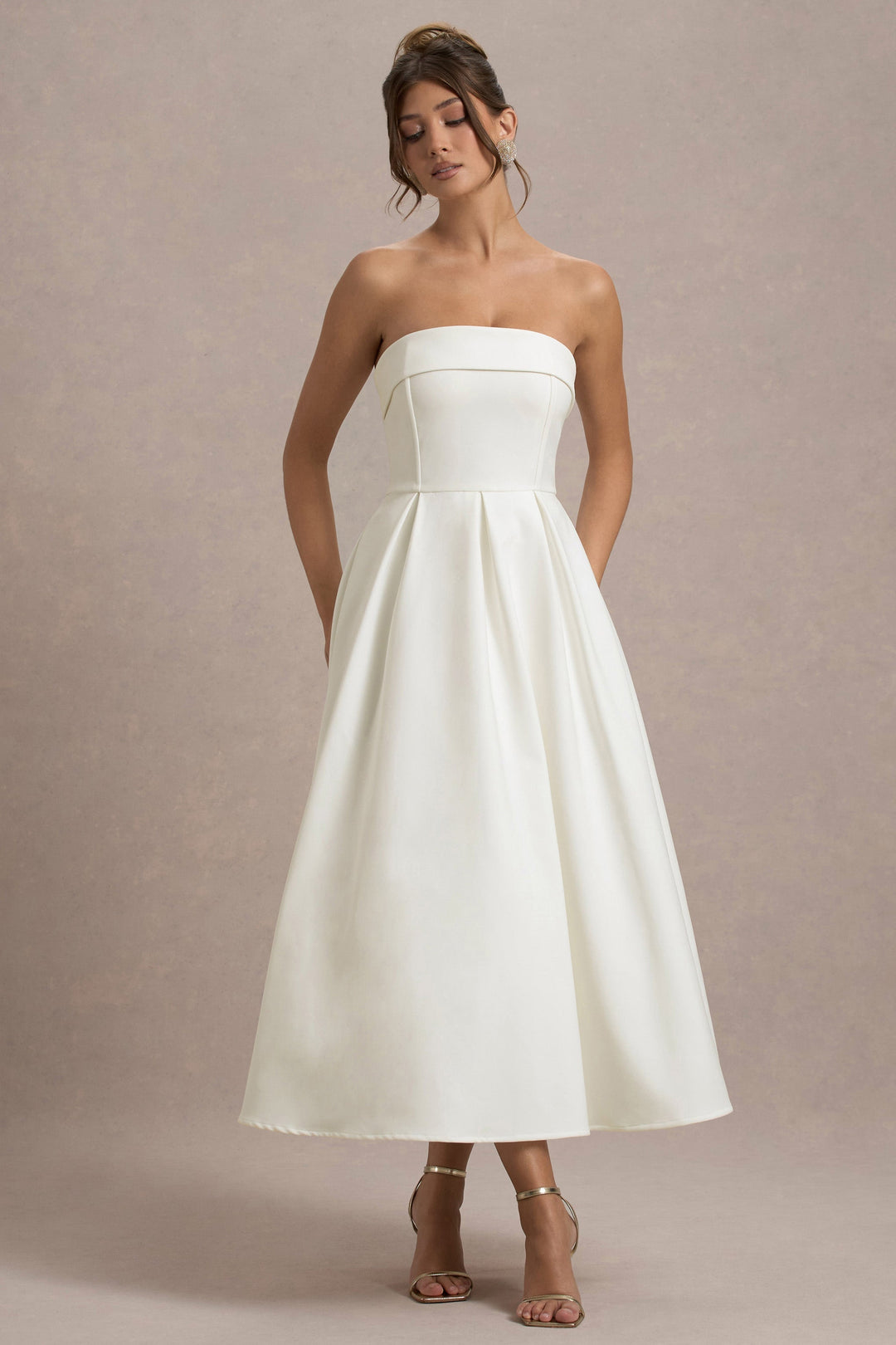 ANNE | Stijlvolle Midi-Jurk met Off-Shoulder Uitsnijding