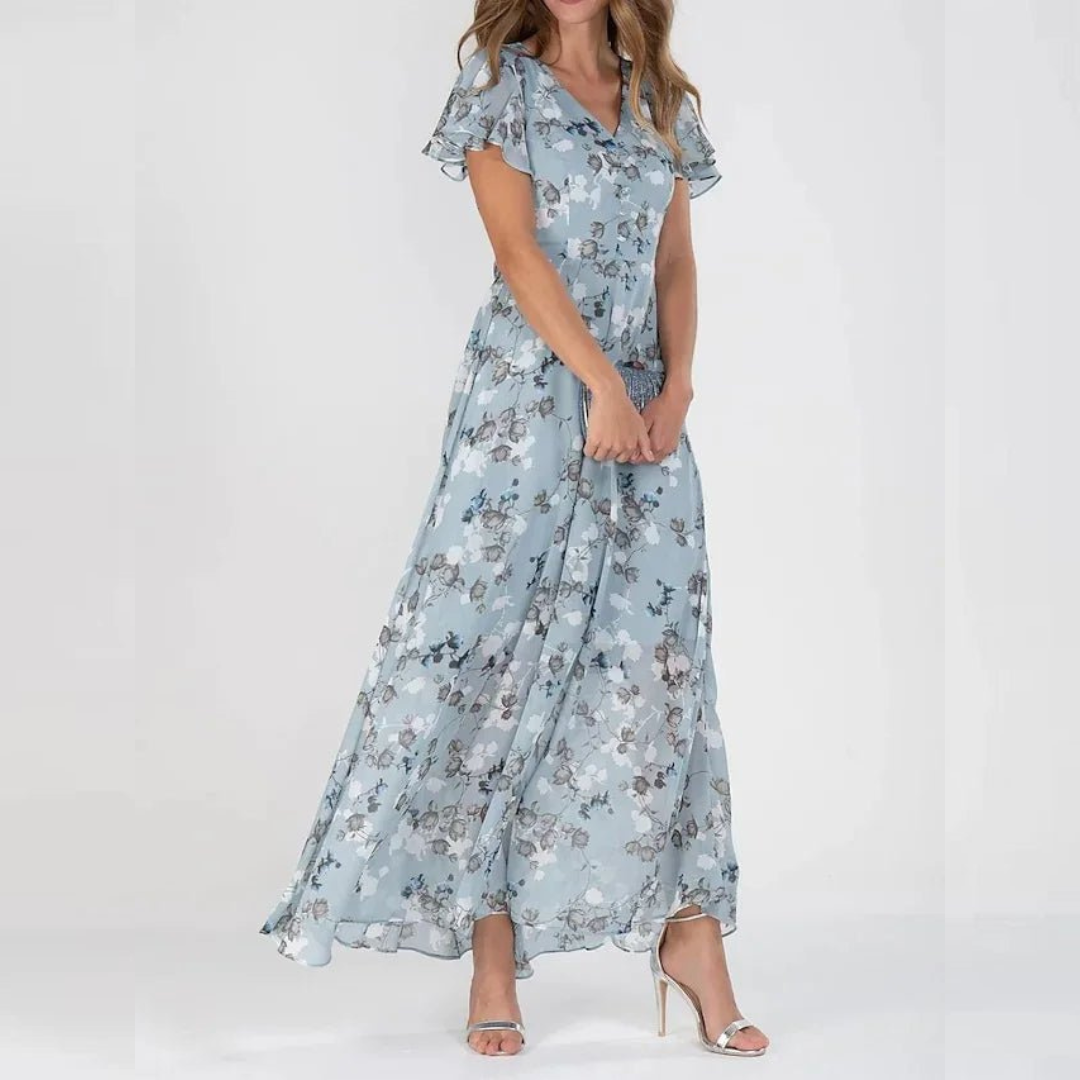 Zuri | Flatterende Maxi-Jurk met Bloemenpatroon