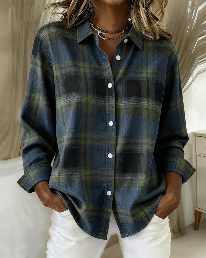 Xenna | Shirt met Ruitpatroon en Ingeknipte Kraag