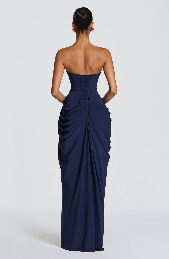 HANNAH | Elegante Maxi-jurk met Drapering en Hoge Split