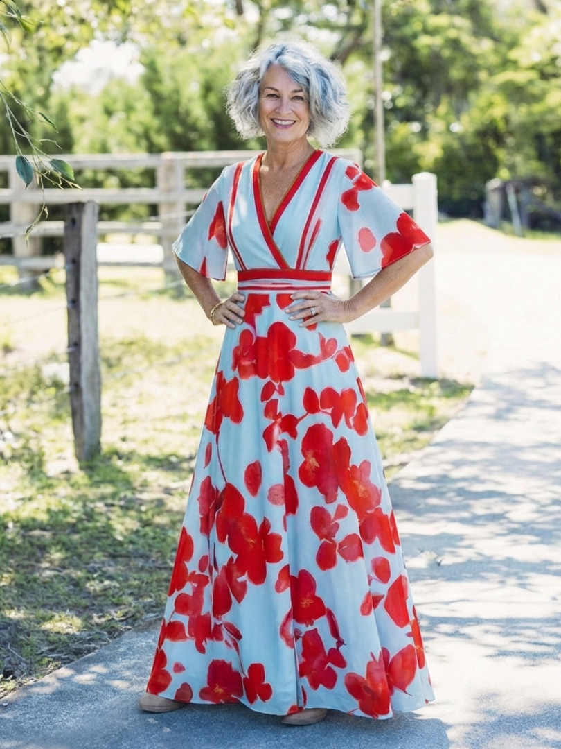 Corinne™ | Bloemenjurk met V-hals