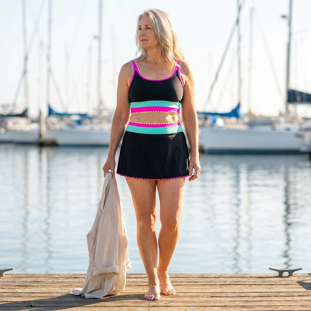 Myra | Elegant Three-Piece Color Block Swimsuit