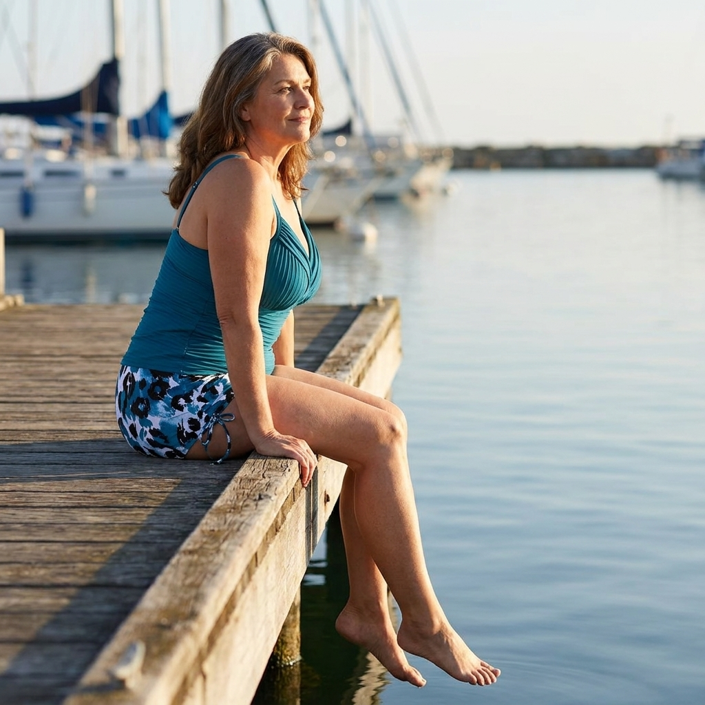 Gabby | Ribbed Tankini with Print Shorts