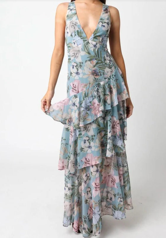 LISA | Bloemen Volant Maxi Jurk