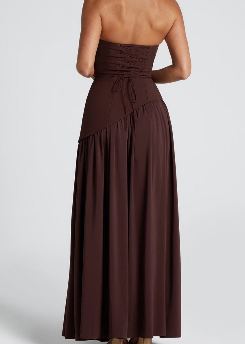 LINA | Strapless Maxijurk met Hoge Split