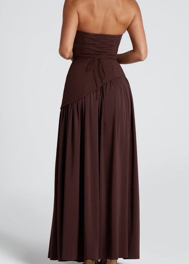 LINA | Strapless Maxijurk met Hoge Split