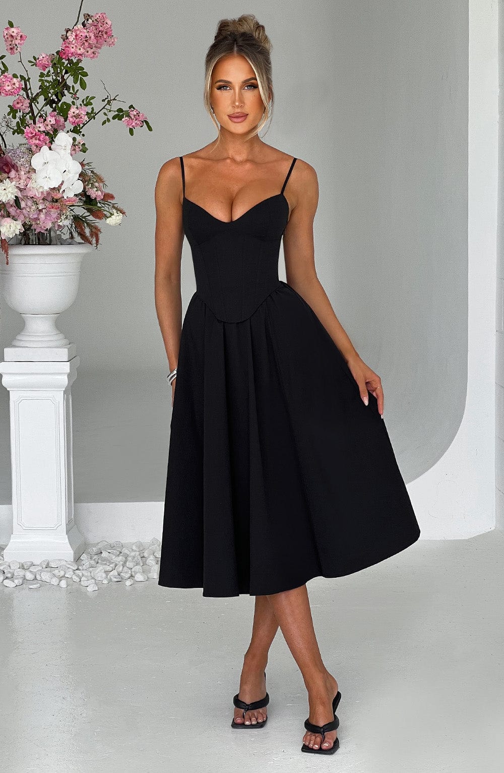 MAILEEN | Elegante Midi Jurk in Corsetstijl