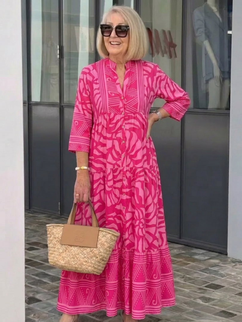Marielle™ | Midi-jurk met knoopsluiting
