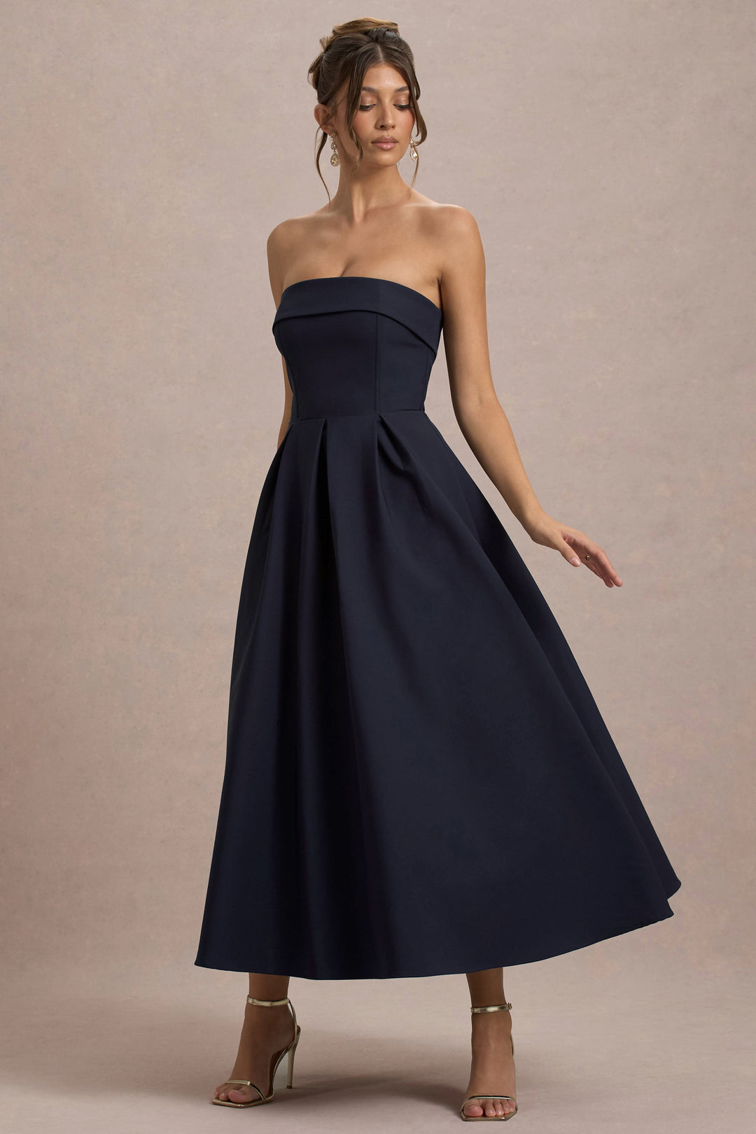 ANNE | Stijlvolle Midi-Jurk met Off-Shoulder Uitsnijding