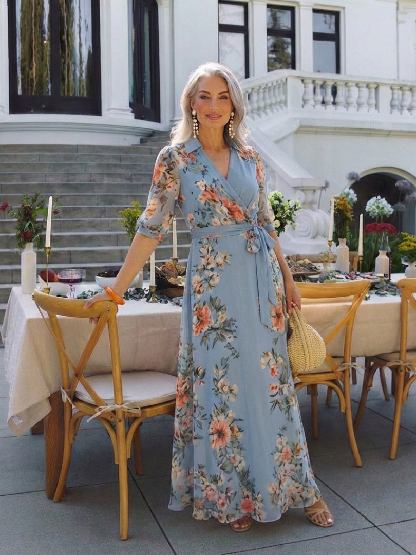 Elowen™ | Maxi-wikkeljurk met bloemenprint