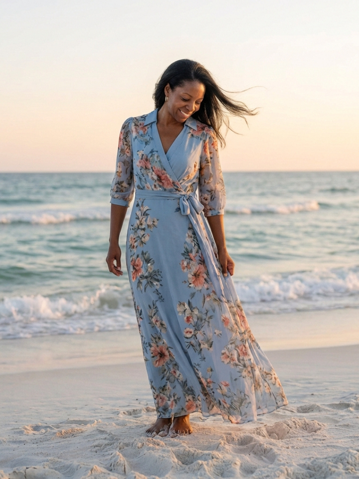 Elowen™ | Maxi-wikkeljurk met bloemenprint
